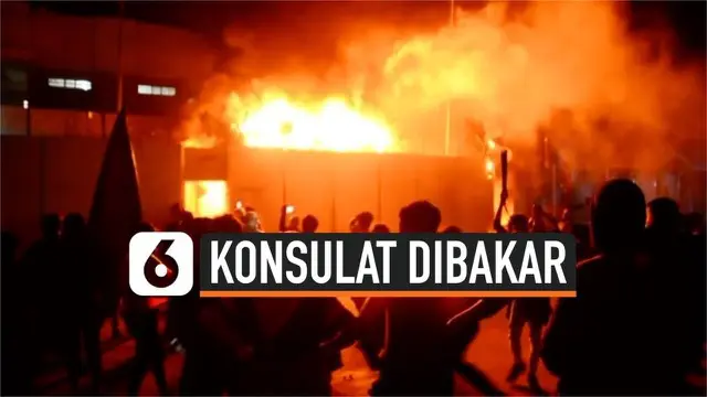 VIDEO: Demonstran Irak Bakar Konsulat Iran, 1 Tewas