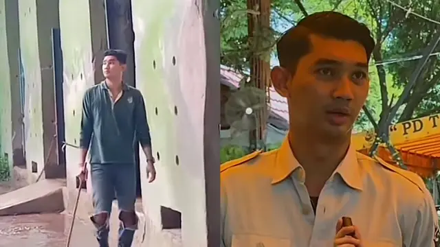 Mas Bagus Pawang gajah di Kebun Binatang Surabaya.