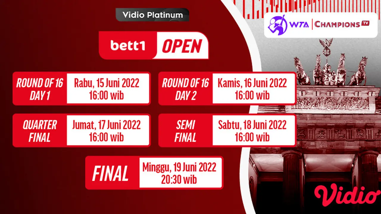 Link Live Streaming WTA Bett1 Open 2022 di Vidio Pekan Ini, 15-19 Juni 2022