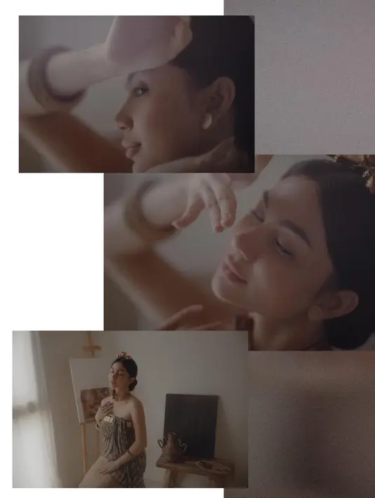 Ariel Tatum mengenakan beberapa lapisan kain tenun yang dililit [instagram/arieltatum]