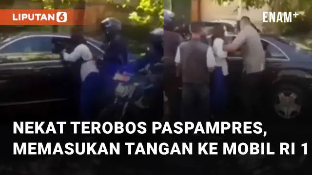 VIDEO: Nekat Terobos Paspampres, Seorang Perempuan Memasukan Tangan ke Mobil RI 1
