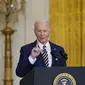 Presiden Amerika Serikat Joe Biden dalam konferensi pers di Gedung Putih pada Jumat, 19 Januari 2022. (Dok. AP Photo/Susan Walsh)