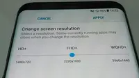 Samsung Galaxy S8 dilaporkan memiliki tiga opsi resolusi layar yaitu HD+, FHD+ dan WQHD+ (Foto: Phone Arena)