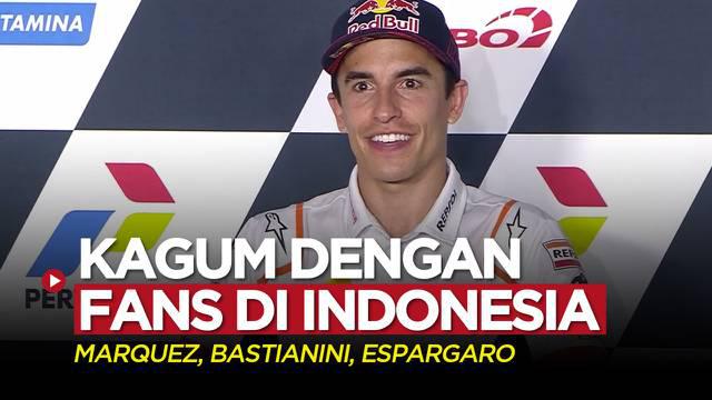Berita video Marc Marquez, Enea Bastianini, dan Pol Espargaro mengungkapkan kekagumannya dengan fans MotoGP di Indonesia, Kamis (17/3/2022).