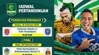 Dapatkan jadwal live streaming Pegadaian Liga 2 2024/25 pada babak 3rd place dan final di Vidio. Saksikan perjuangan dari tim-tim Pegadaian Liga 2 untuk bisa melaju promosi ke BRI Liga 1 musim depan hanya di Vidio. (sum. doc. vidio.com)