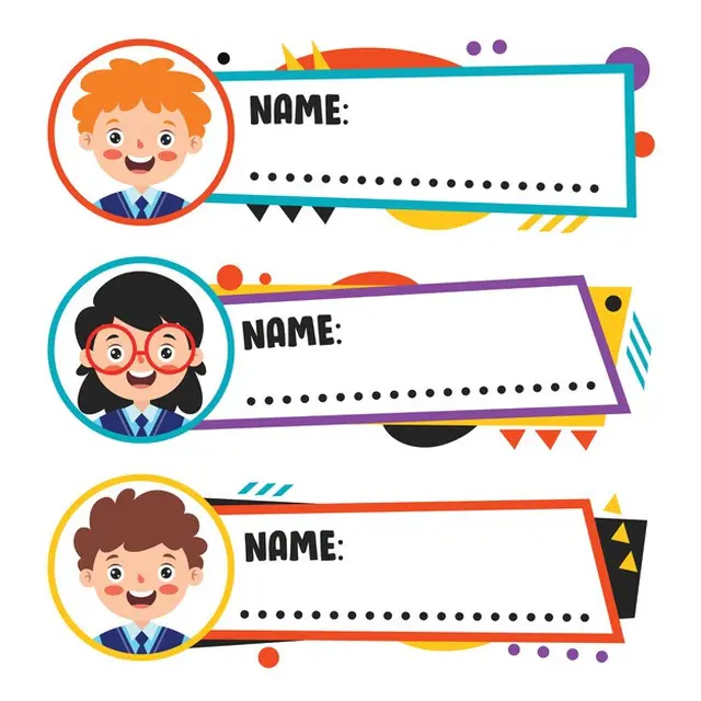 ilustrasi template label nama anak