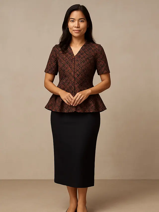 Model Baju Batik yang Cocok dengan Rok Polos untuk Acara Formal Hingga Casual/Ilustrasi gambar oleh AI