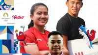 Olimpiade 2024 - Tim Indonesia di Olimpiade 2024 3 - Desak Made Rita Kusuma Dewi (Panjat Tebing), Rio Waida (Selancar), Eko Yuli (Angkat Besi) (Bola.com/Adreanus Titus)