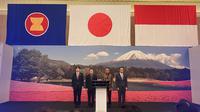 Sesi sambutan pidato acara resepsi ulang tahun Kaisar Jepang Naruhito ke-63. (Liputan6.com/Yasmina Shofa)