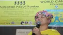 Ria Irawan berpesan kepada para pengidap kanker untuk tetap semangat menjalani kehidupan, Jakarta, Rabu (4/2/2015). (Liputan6.com/Herman Zakharia)