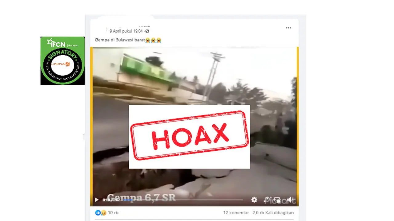 Tangkapan layar salah satu hoaks yang beredar dalam sepekan