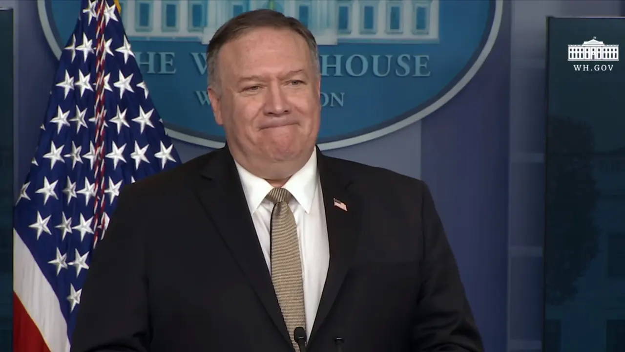 Menlu AS Mike Pompeo di briefing Gedung Putih terkait Virus Corona (COVID-19).