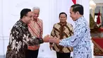Presiden Joko Widodo (kanan) saat menerima kedatangan tiga bakal calon presiden yang akan berkontestasi dalam Pemilihan Umum Presiden dan Wakil Presiden 2024 di Istana Kepresidenan, Jakarta, Senin (30/10/2023). (Dok: Setpres/Biro Pers Setneg)