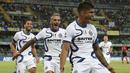 Inter Milan berhasil membawa pulang poin tiga dari markas Hellas Verona pada giornata kedua Liga Italia musim 2021/2022. Sempat tertinggal angka, Nerazuri berhasil samakan kedudukan bahkan balikkan keadaan. (Foto: LaPresse via AP/Paola Garbuio)