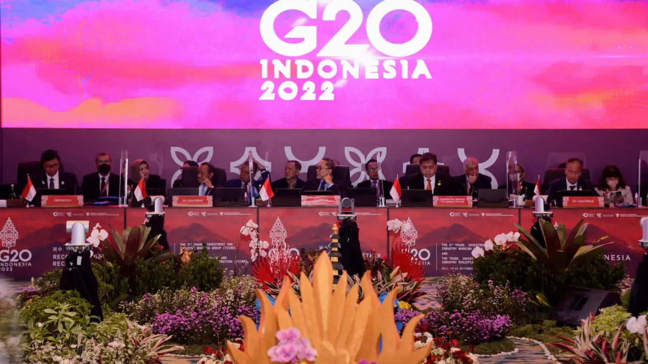 Menteri Koordinator Bidang Perekonomian Airlangga Hartarto dalam Trade, Investment, and Industry Ministerial Meeting di Nusa Dua Bali, Kamis (22/9/2022).