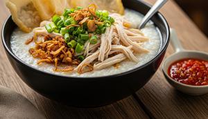 Ilustrasi Bubur Ayam. (Foto: AI)