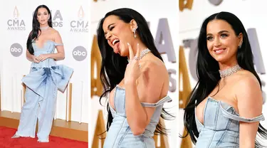 Pesona Katy Perry di CMA Awards, Tampil Seksi dengan Korset Denim (AFP Photo)