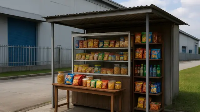 Konsep Toko Makanan di Rumah Dekat Pabrik/ChatGPT