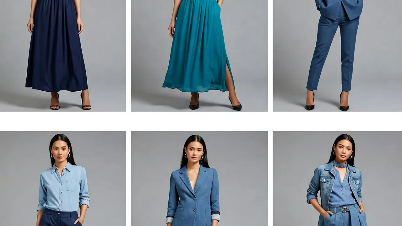 Ilustrasi warna-warna biru untuk kulit sawo matang