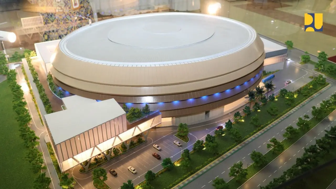 Presiden Joko Widodo (Jokowi) telah melaksanakan topping off Indoor Multifunction Stadium (IMS) kawasan Gelora Bung Karno (GBK), DKI Jakarta, Jumat (13/1/2023). (Dok Kementerian PUPR)