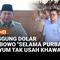 Presiden Prabowo Subianto meminta untuk tidak khawatir atas kenaikan harga dolar. Ia menambahkan selama Menteri Keuangan Purbaya masih tersenyum maka tidak usah cemas atau takut.