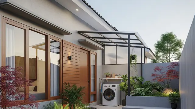 Rumah Kecil Type 45 Model Japandi dengan Taman Belakang yang Estetik