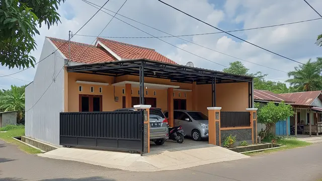 9 Inspirasi Rumah Tipe 36 Hook di Kampung dengan Carport Motor dan Mobil Kecil