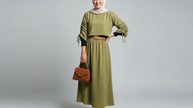 Outer Crop Setelan Lengan Kerut