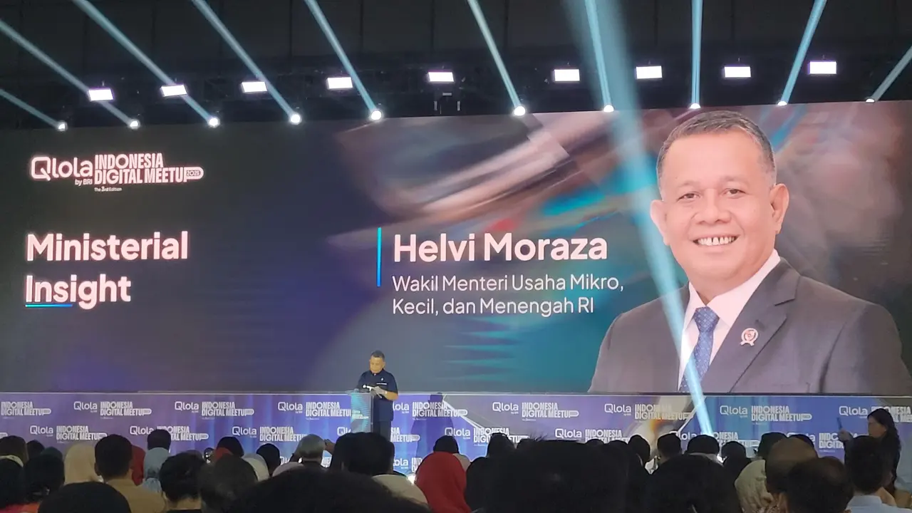 Wakil Menteri Usaha Mikro, Kecil, dan Menengah (Wamen UMKM) Helvi Yuni Moraza membuka acara Indonesia Digital Meetup 2026 di SMESCO Indonesia, Jakarta, Kamis (15/10/2026). (Liputan6.com/Drey)