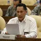 Dirut Perum Bulog Budi Waseso memberi penjelasan kepada Komisi IV DPR saat rapat kerja di Kompleks Parlemen, Senayan, Jakarta (20/6/2019). Rapat membahas RKA Kementerian dan Lembaga Tahun 2020, evaluasi pelaksanaan anggaran triwulan I dan kinerja Bulog selama tahun 2018. (Liputan6.com/JohanTallo)