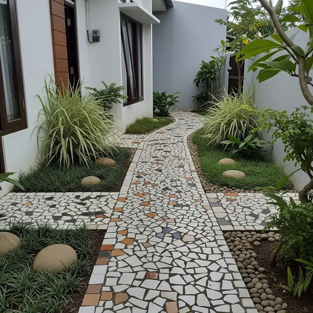 9 Ide Jalan Setapak Taman dari Pecahan Keramik Sisa Renovasi, Unik Tanpa Banyak Biaya
