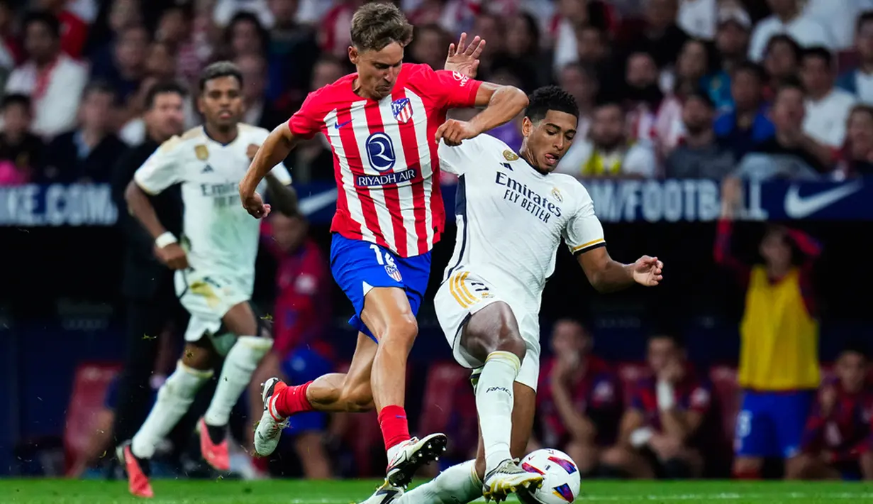 Atletico Madrid mencatatkan penguasaan bola 35 persen, sementara Real Madrid 65 persen. (AP Photo/Manu Fernandez)
