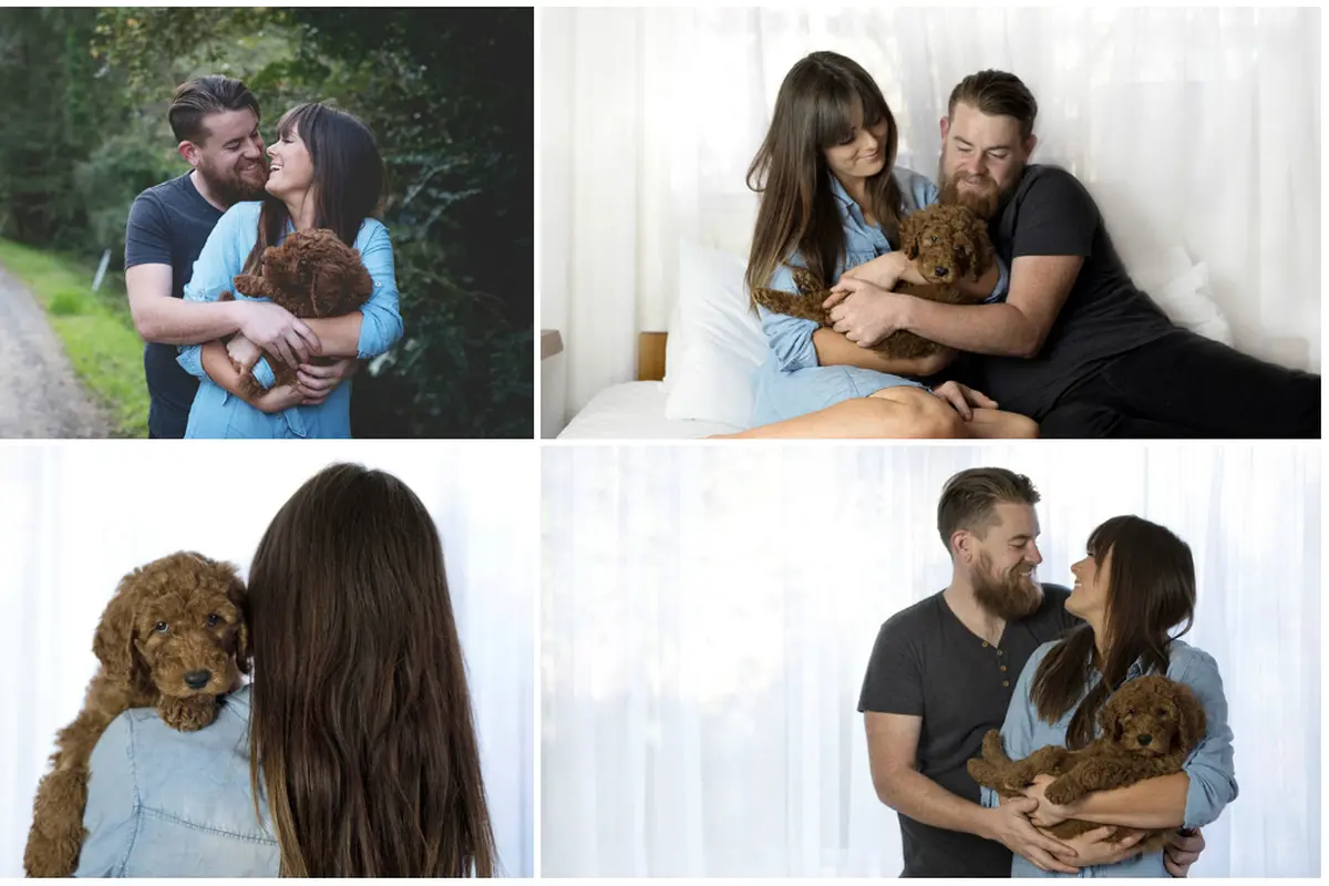 Gantikan Sosok Bayi, Pasangan Muda Ini Foto dengan Anak Anjing