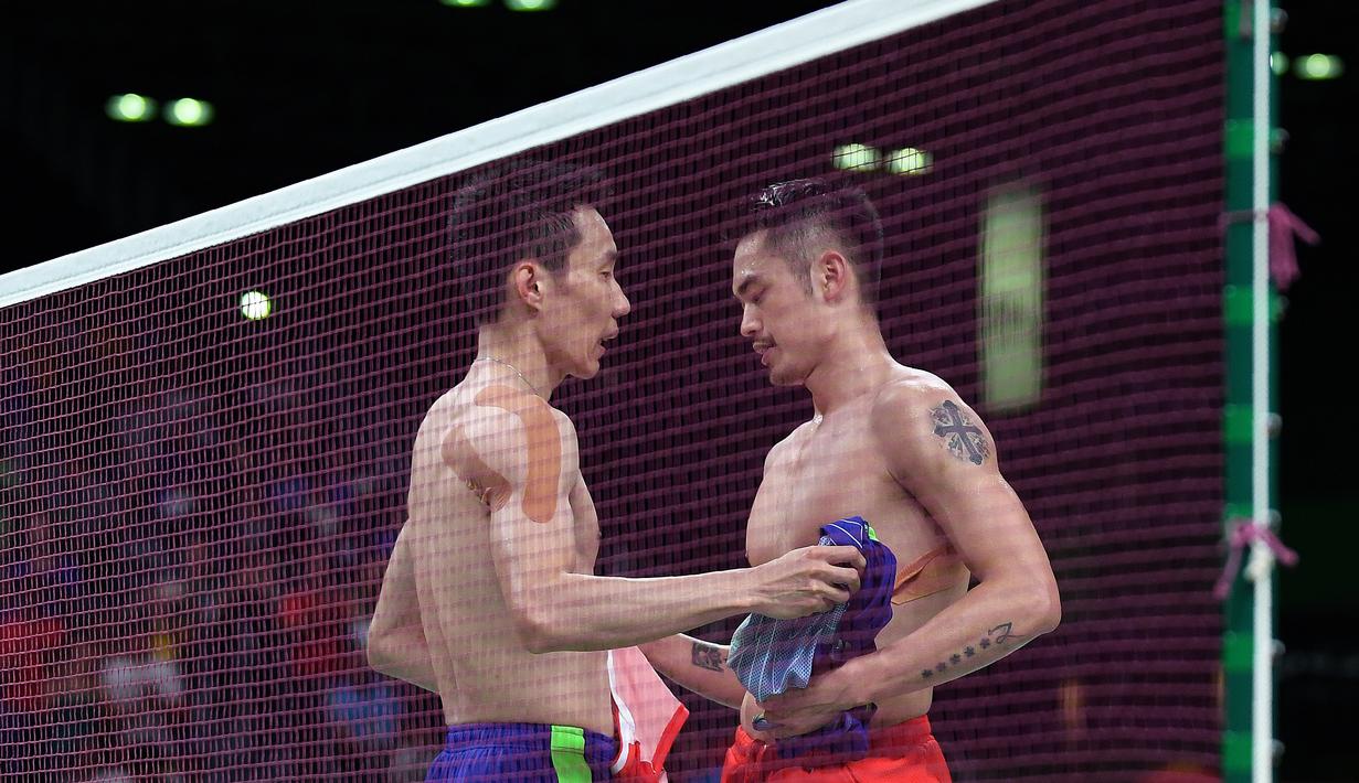 Salah satu momen berkesan dalam karier Lee Chong Wei adalah saat mengalahkan Lin Dan di semifinal Olimpiade Rio 2016 lalu. (AFP/Goh Cai Hin)