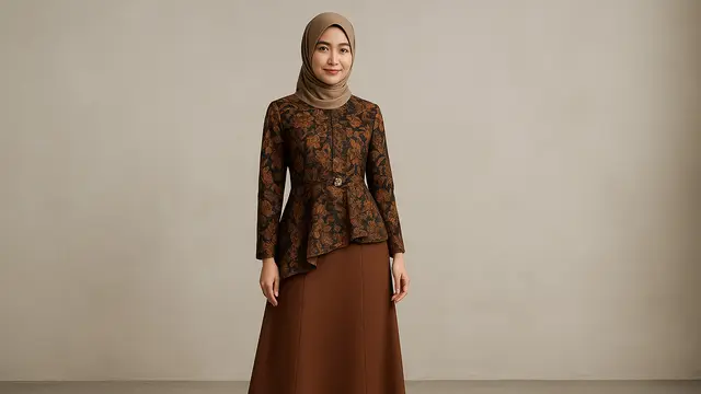 Model Baju Batik untuk Kerja Wanita Muslimah/Ilustrasi gambar oleh AI