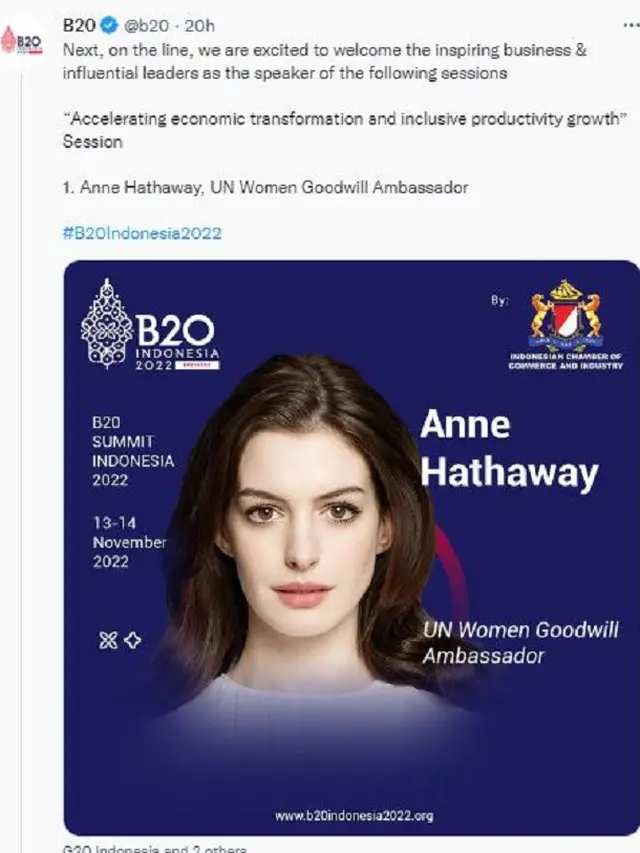 Anne Hathaway (Foto: Twitter/@b20)