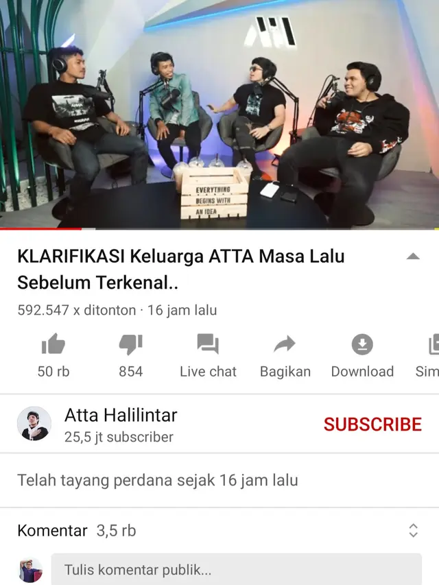 Unggahan Atta Halilintar. (Foto: YouTube Atta Halilintar)