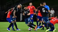 Timnas Argentina bersua Cile dalam laga persahabatan di LA Memorial Coliseum, Jumat (6/9/2019) pagi WIB. (AFP/Frederic J. Brown)