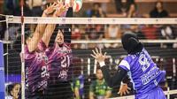 TNI AU Electric mengalahkan Rajawali O2C 3-0 (25-17, 25-19, 25-17) pada laga final four Livoli Divisi Utama 2025 di GOR Ki Mageti, Magetan, Jumat (10/10).&nbsp;(foto: PBVSI)