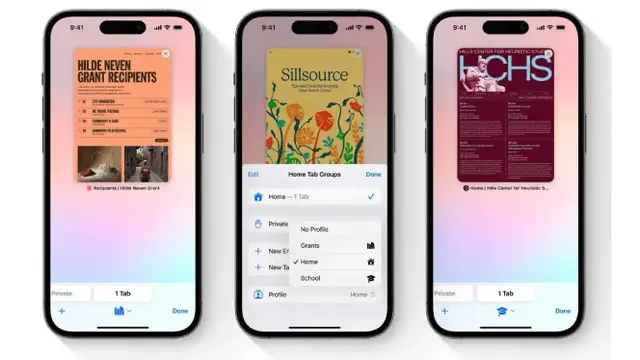 Profil Terpisah di Browser pada iOS 17. Dok: Apple