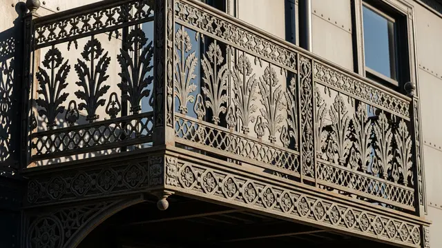 Balkon Besi dengan Railing Ornamental