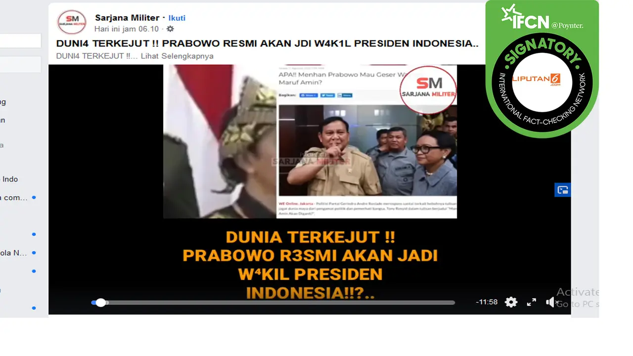 Hoaks Prabowo Jadi Wapres RI