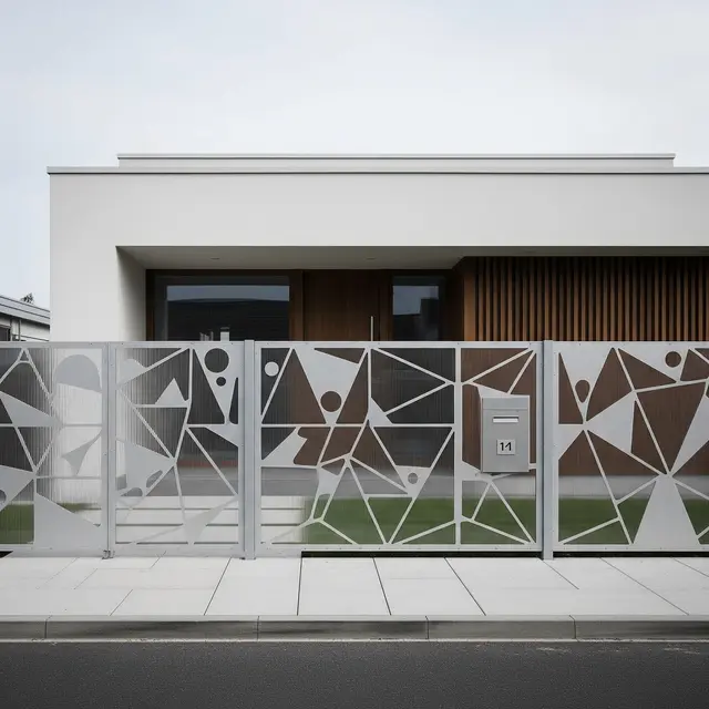 Pagar Laser Cut Metal Kombinasi Polikarbonat (Image by Gemini AI)