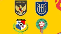 Piala Dunia U-17 - Logo Timnas Indonesia, Ekuador, Panama, dan Maroko (Bola.com/Adreanus Titus)