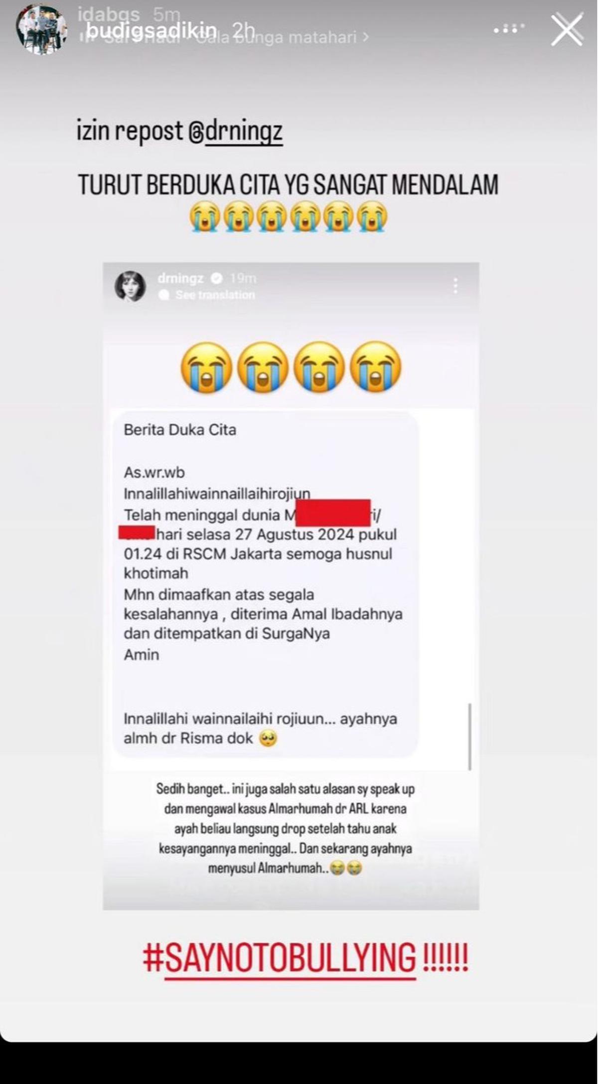 Unggahan menkes budi