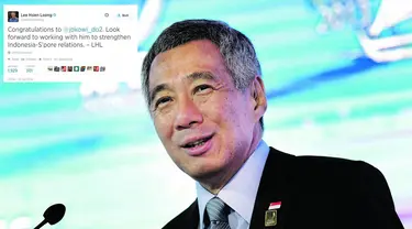 PM Singapura, Lee Hsien Loong, mengucapkan selamat kepada presiden terpilih Joko Widodo melalui Twitternya. (AP)