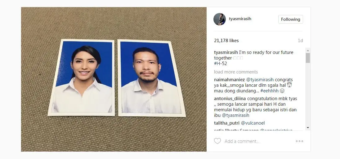 Tyas Mirasih dan Raiden Soedjono [foto: instagram/tyasmirasih]