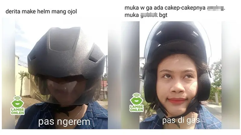 6 Momen Apes saat Pakai Helm Ojek Online Ini Bikin Ngelus Dada