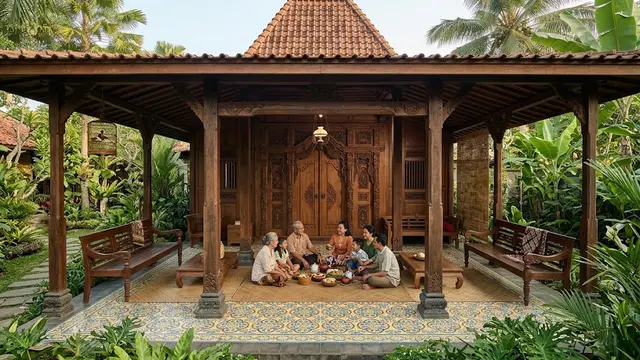 Rumah Kampung Tradisional Jawa dengan Serambi Gebyok