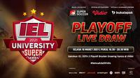 Drawing kualifikasi playoff IEL University Super Series 2021, Selasa (16/3/2021) pukul 16.30 WIB dapat disaksikan melalui platform Vidio, laman Bola.com, dan Bola.net. (Dok. Vidio)